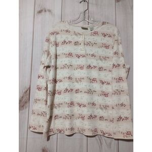 Classic Elements Shirt Ladies Large Ivory Pink Long Sleeve